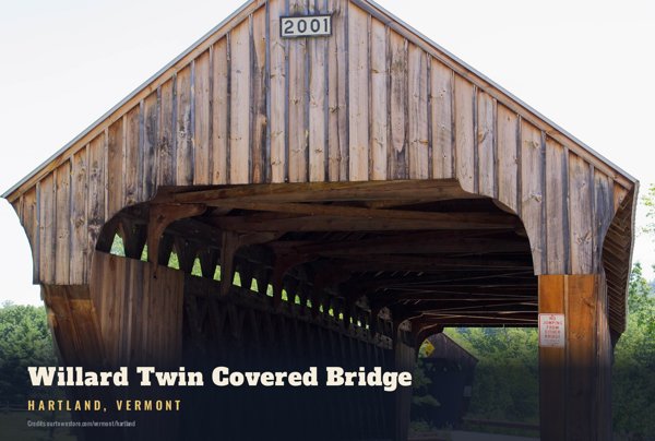 Hartland Willard Twin Covered Bridge Postcard artwork detail