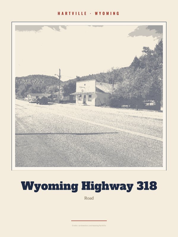 Hartville Wyoming Highway 318 Landmark Print artwork detail