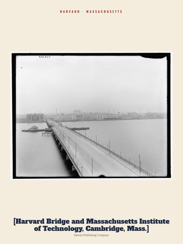 Harvard [Harvard Bridge and Massachusetts Institute of Technology, Cambridge, Mass.] Archive Print artwork detail