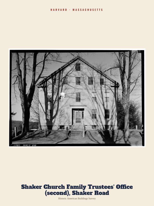 Harvard Shaker Church Family Trustees' Office (second), Shaker Road Archive Print artwork detail