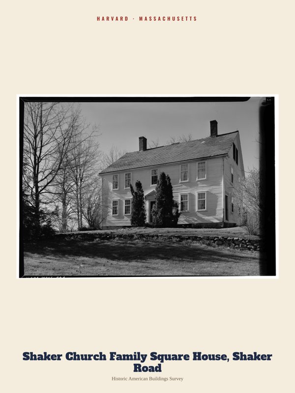 Harvard Shaker Church Family Square House, Shaker Road Archive Print artwork detail