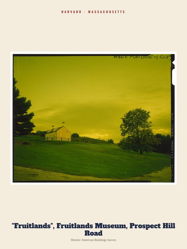 Harvard "Fruitlands", Fruitlands Museum, Prospect Hill Road Archive Print artwork detail