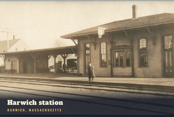 Harwich Harwich station Postcard artwork detail
