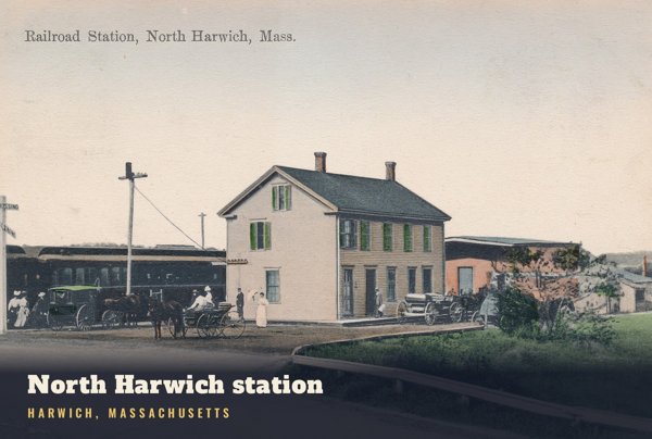 Harwich North Harwich station Postcard artwork detail
