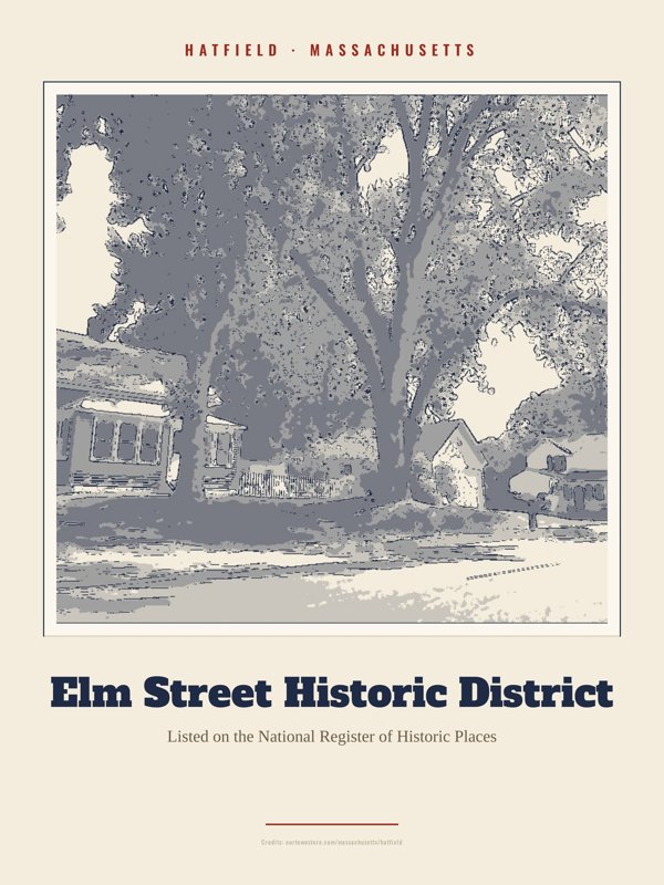 Hatfield Elm Street Historic District Landmark Print artwork detail