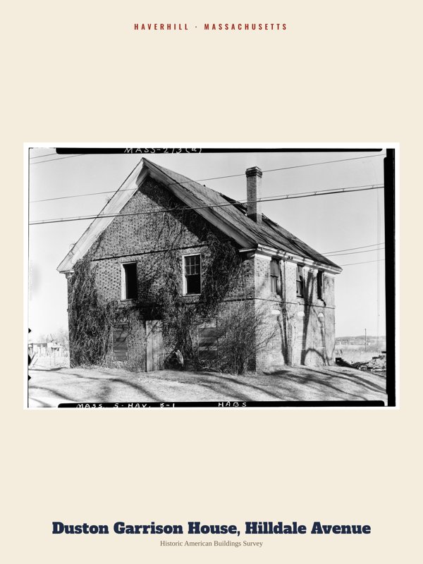 Haverhill Duston Garrison House, Hilldale Avenue Archive Print artwork detail