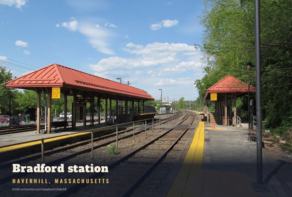 Haverhill Bradford station Postcard artwork detail
