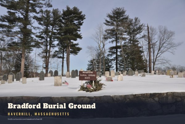 Haverhill Bradford Burial Ground Postcard artwork detail