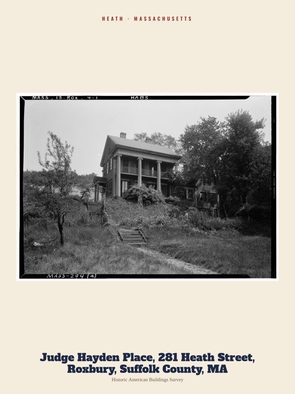 Heath Judge Hayden Place, 281 Heath Street, Roxbury, Suffolk County, MA Archive Print artwork detail