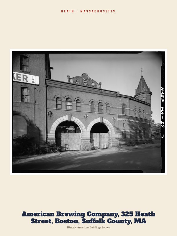 Heath American Brewing Company, 325 Heath Street, Boston, Suffolk County, MA Archive Print artwork detail
