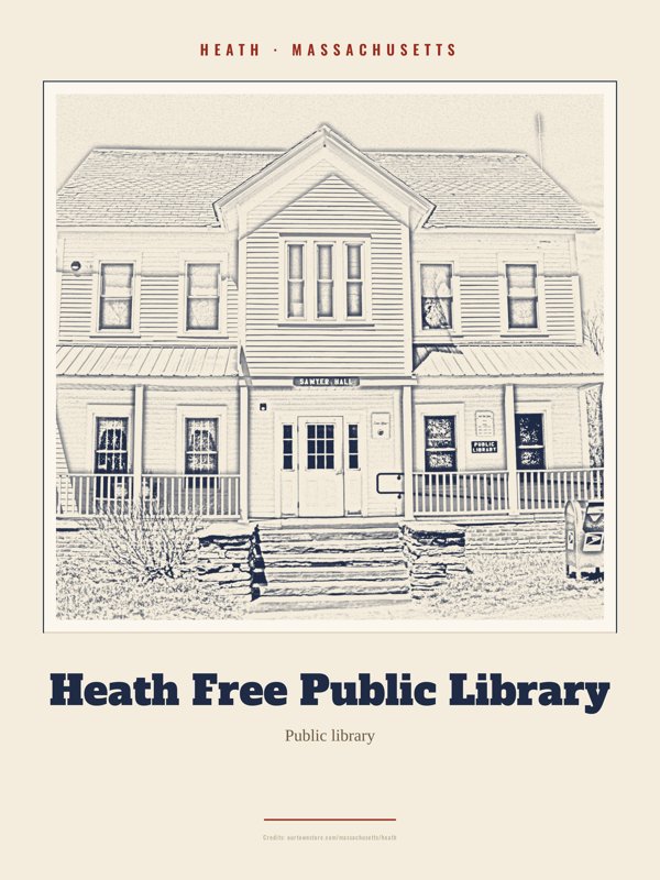 Heath Heath Free Public Library Landmark Print artwork detail
