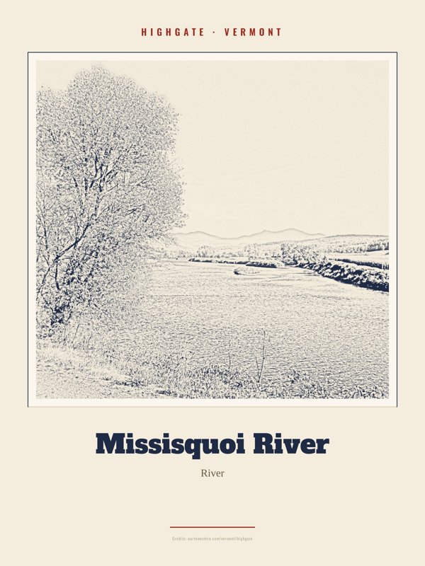 Highgate Missisquoi River Landmark Print artwork detail