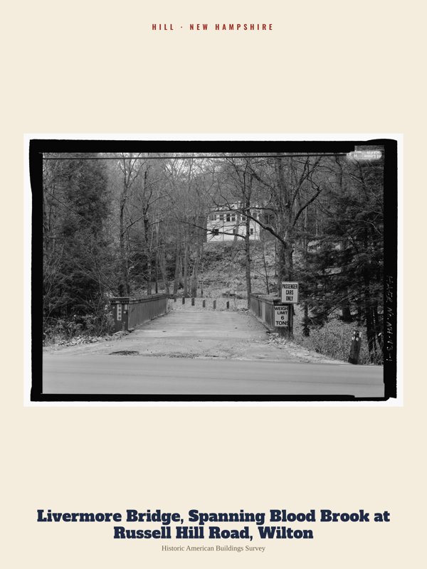 Hill Livermore Bridge, Spanning Blood Brook at Russell Hill Road, Wilton Archive Print artwork detail