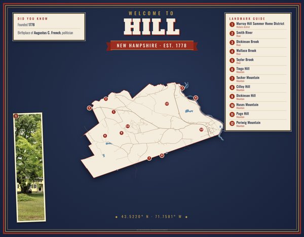 Hill Map Placemat artwork detail