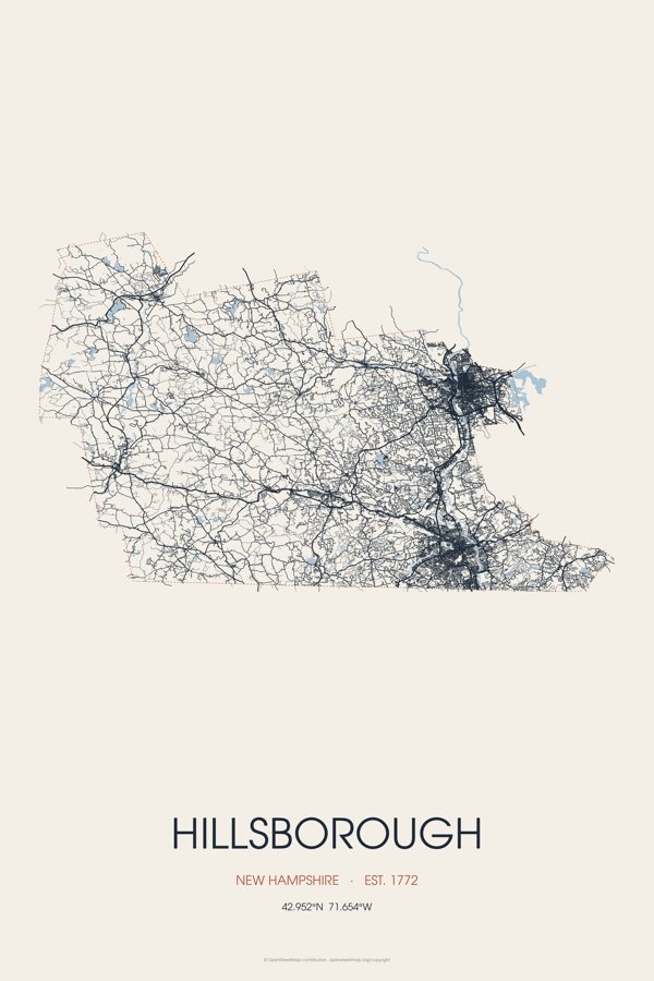 Hillsborough Street Map Poster · Linen artwork detail