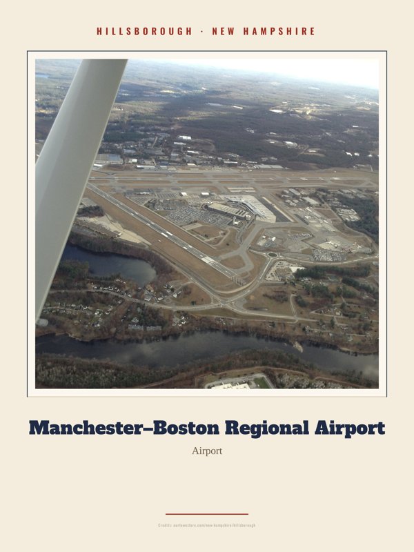 Hillsborough Manchester–Boston Regional Airport Landmark Print artwork detail