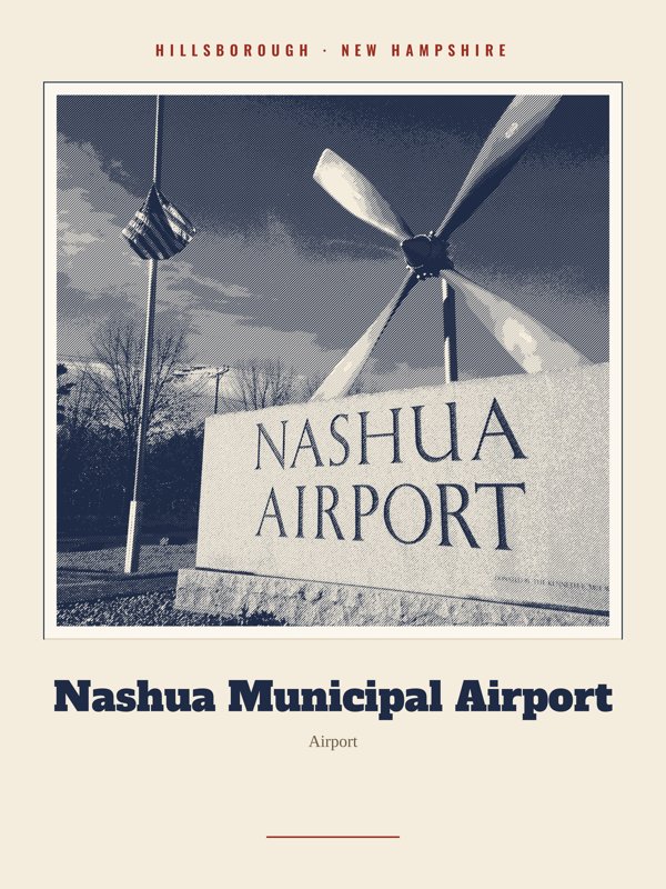 Hillsborough Nashua Municipal Airport Landmark Print artwork detail