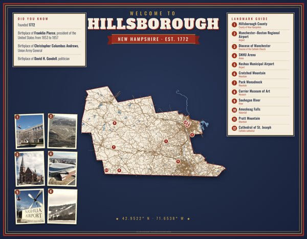 Hillsborough Map Placemat artwork detail