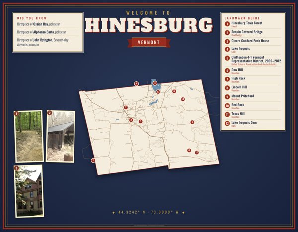 Hinesburg Map Placemat artwork detail