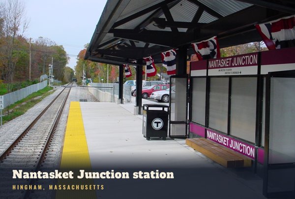 Hingham Nantasket Junction station Postcard artwork detail