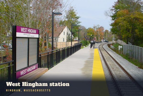 Hingham West Hingham station Postcard artwork detail