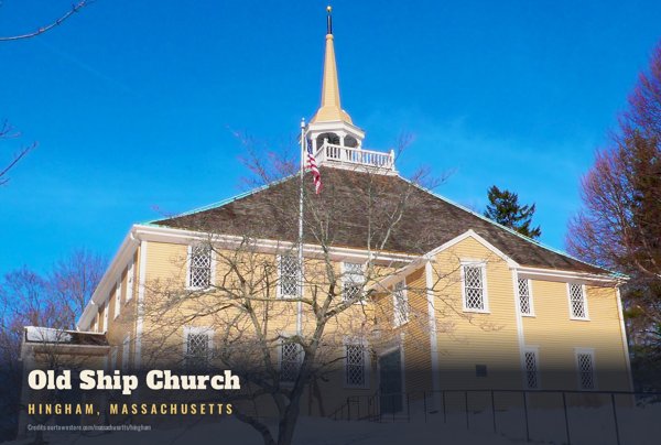 Hingham Old Ship Church Postcard artwork detail