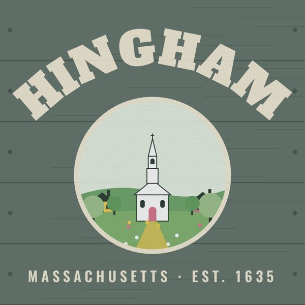 Hingham Hometown Wood Sign artwork detail