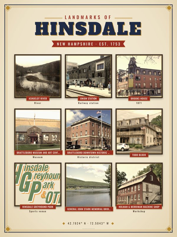 Hinsdale Landmarks Photo Poster artwork detail