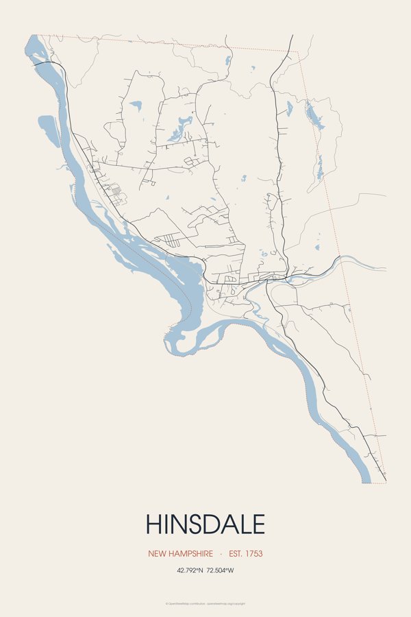 Hinsdale Street Map Poster · Linen artwork detail