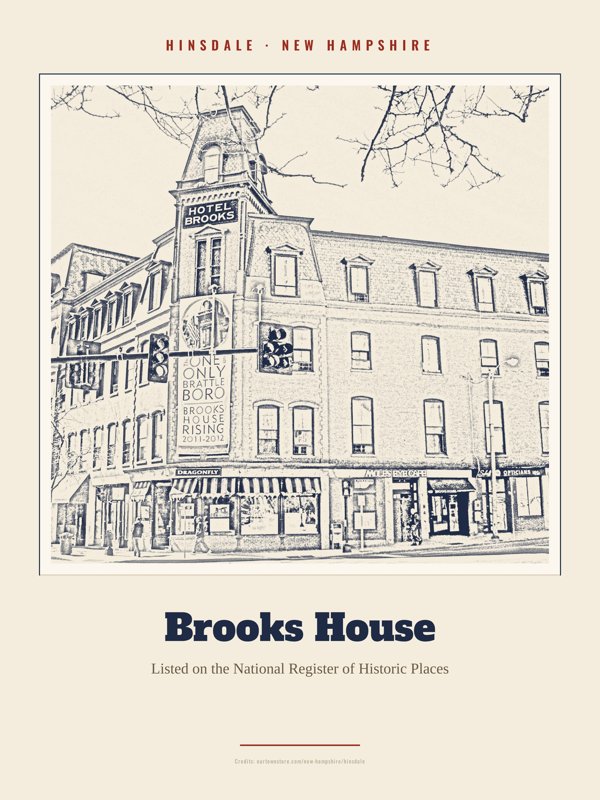 Hinsdale Brooks House Landmark Print artwork detail
