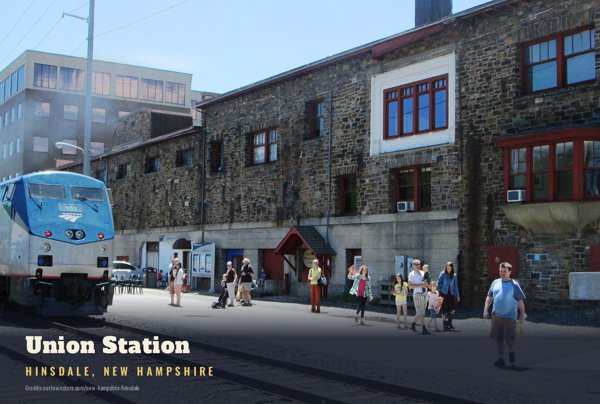 Hinsdale Union Station Postcard artwork detail