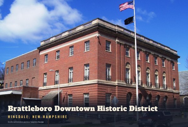 Hinsdale Brattleboro Downtown Historic District Postcard artwork detail