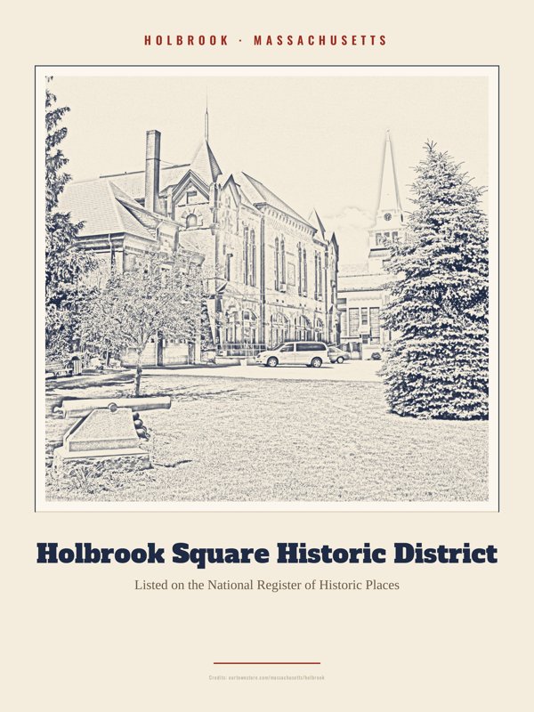 Holbrook Holbrook Square Historic District Landmark Print artwork detail