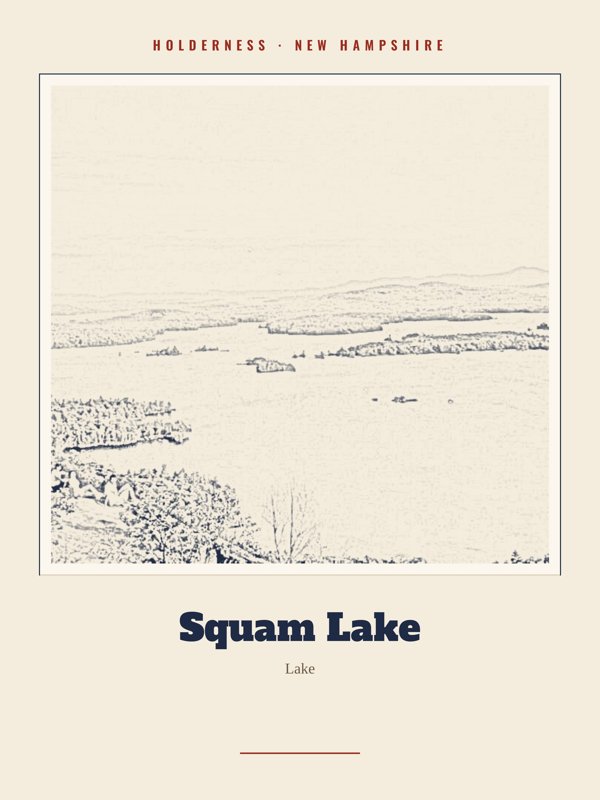 Holderness Squam Lake Landmark Print artwork detail