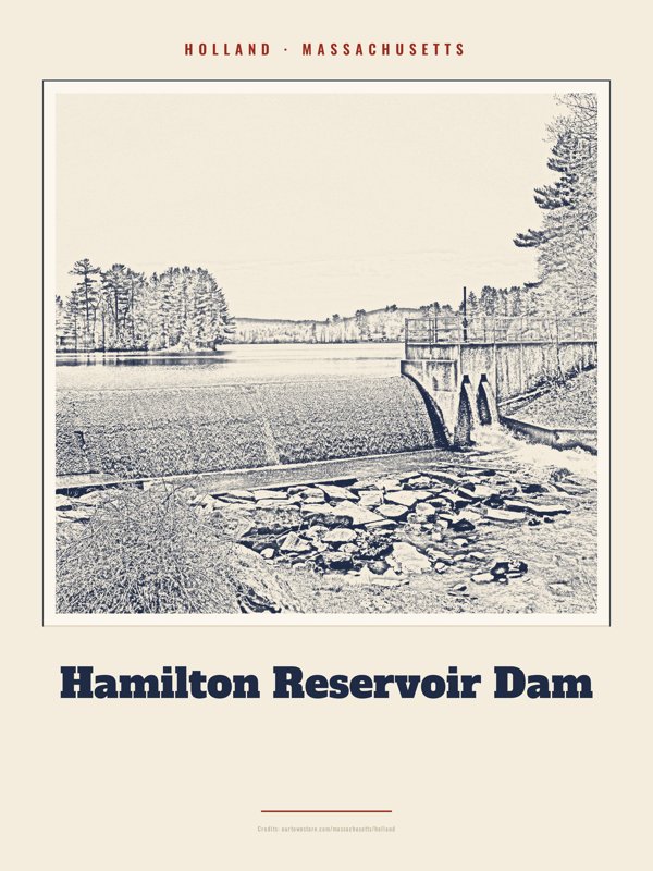 Holland Hamilton Reservoir Dam Landmark Print artwork detail