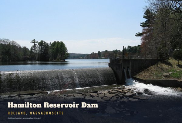 Holland Hamilton Reservoir Dam Postcard artwork detail