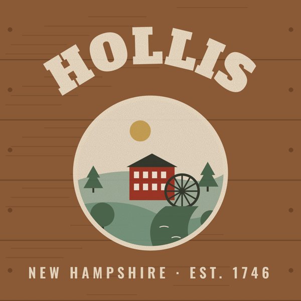 Hollis Hometown Wood Sign artwork detail