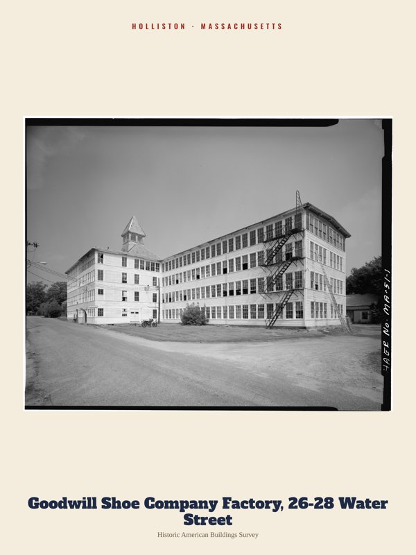 Holliston Goodwill Shoe Company Factory, 26-28 Water Street Archive Print artwork detail