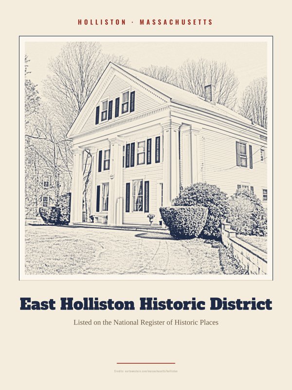 Holliston East Holliston Historic District Landmark Print artwork detail