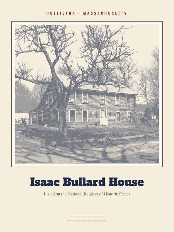 Holliston Isaac Bullard House Landmark Print artwork detail