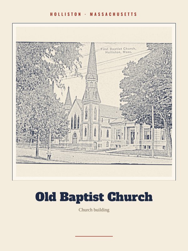 Holliston Old Baptist Church Landmark Print artwork detail