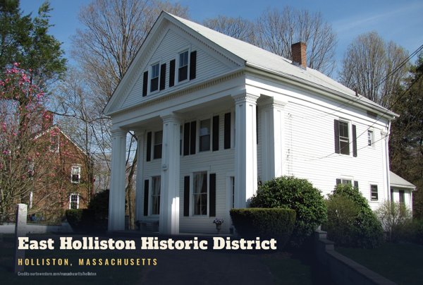 Holliston East Holliston Historic District Postcard artwork detail