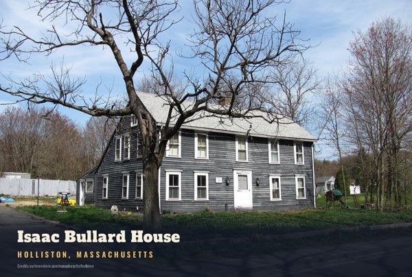 Holliston Isaac Bullard House Postcard artwork detail