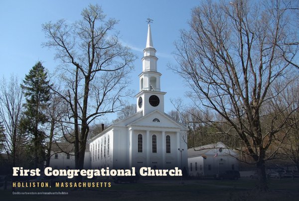 Holliston First Congregational Church Postcard artwork detail