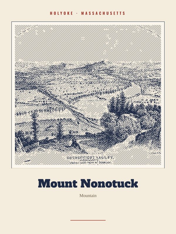 Holyoke Mount Nonotuck Landmark Print artwork detail