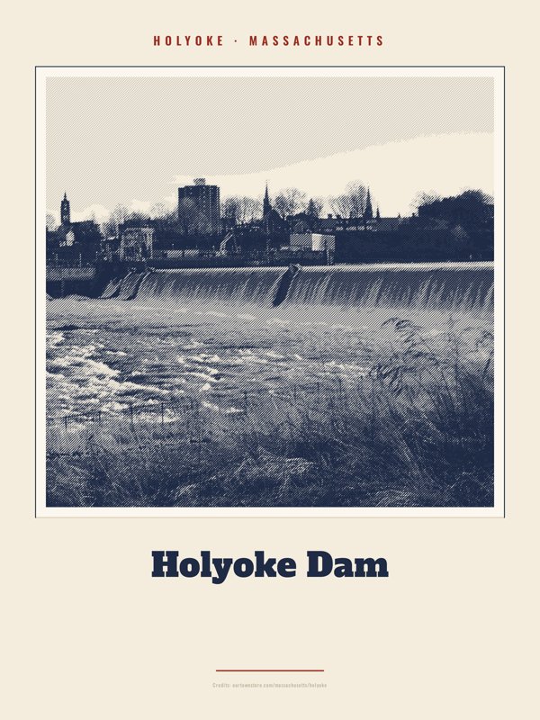 Holyoke Holyoke Dam Landmark Print artwork detail