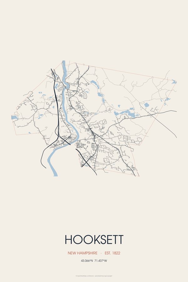 Hooksett Street Map Poster · Linen artwork detail