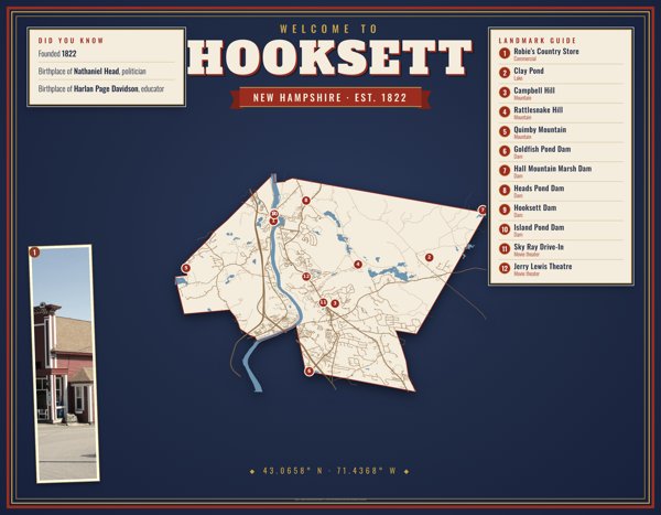Hooksett Map Placemat artwork detail