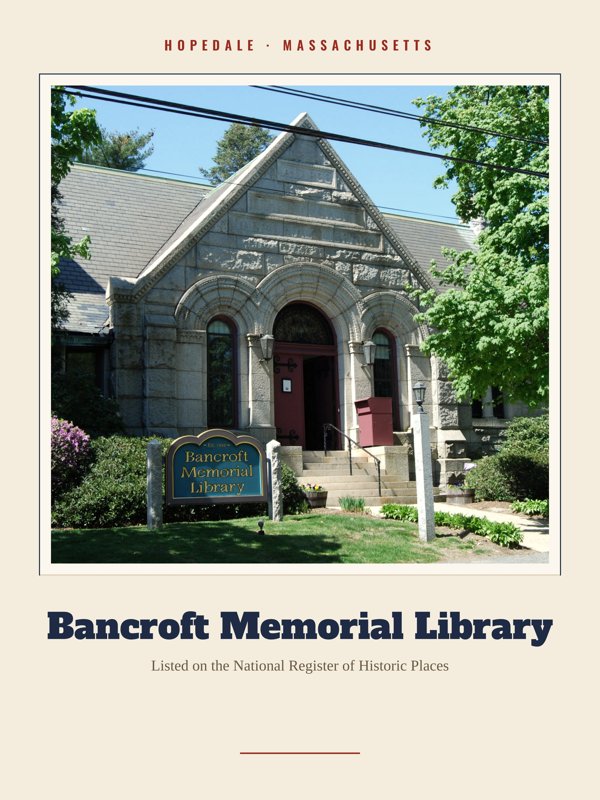 Hopedale Bancroft Memorial Library Landmark Print artwork detail