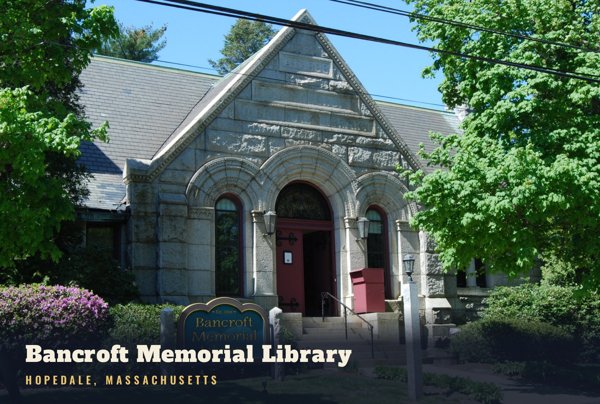Hopedale Bancroft Memorial Library Postcard artwork detail